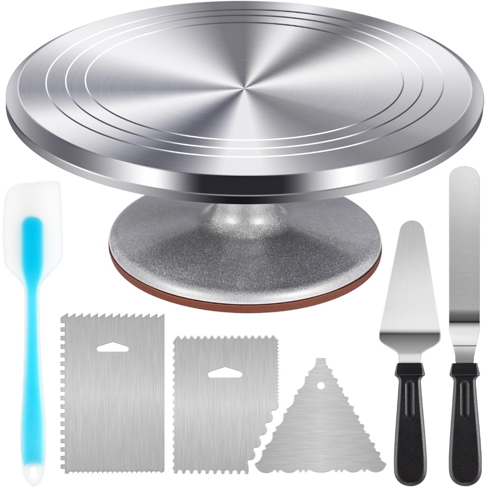 Cupcake Stand Tier - Kuchen-Plattenspieler-Set aus Aluminium mit drehbarem Kuchenständer