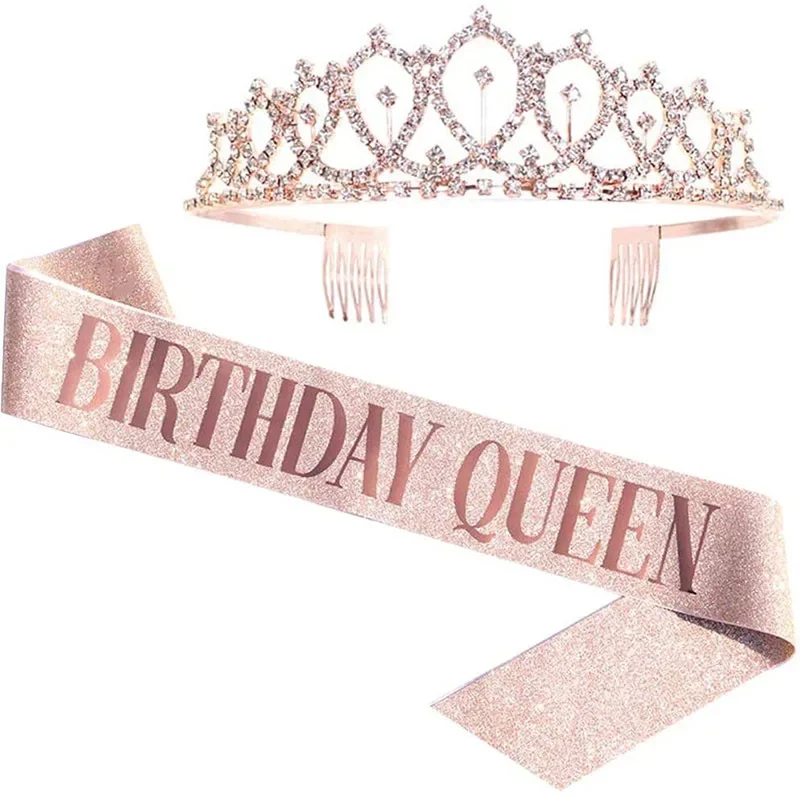 Birthday Sash Glitter - Geburtstag Königin Krone Mädchen Frauen bling