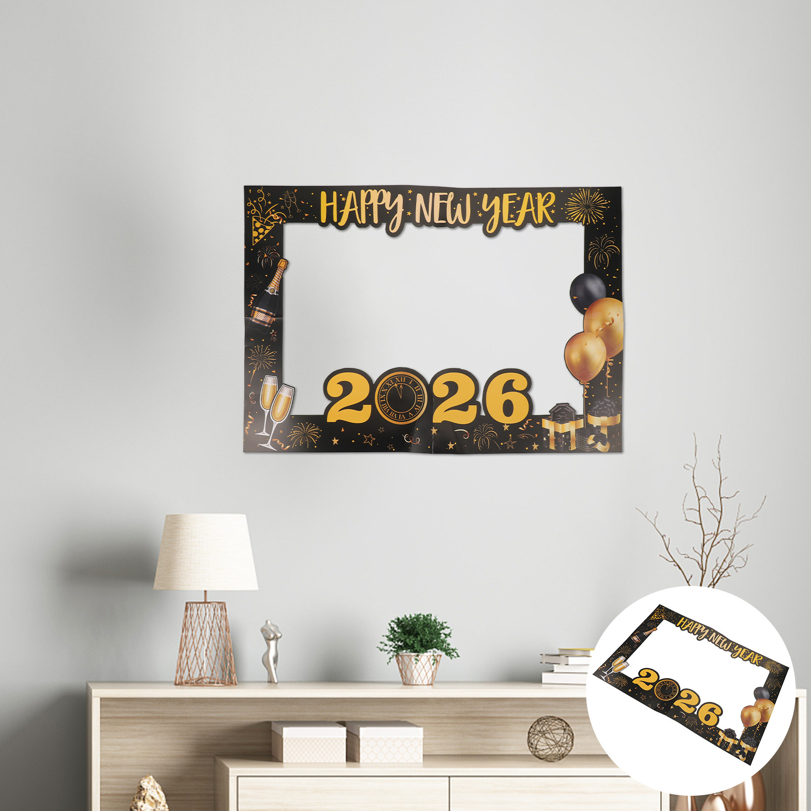 Photo Booth Frame - Großer Handgehaltener Papp-Fotobox-Rahmen für Neujahr 2026