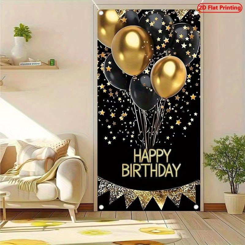 2D-Türbanner, 1 elegantes schw – Party Banner Gold Bewertung und Preis